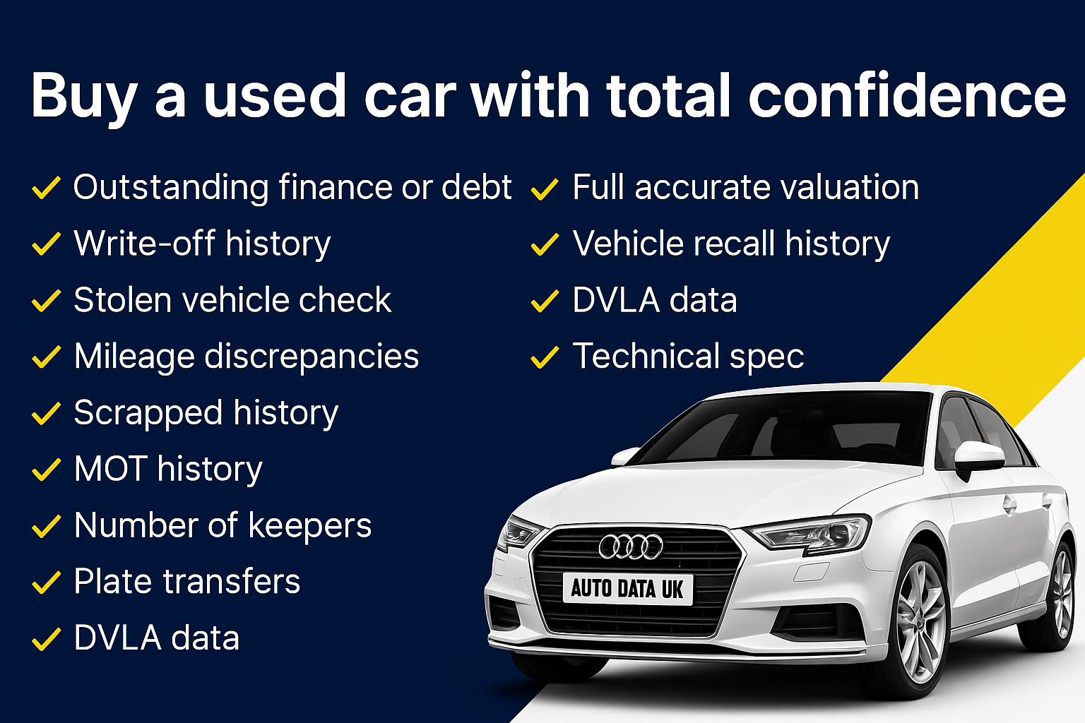 Main hero banner image used on the AutoData UK homepage to highlight vehicle check services